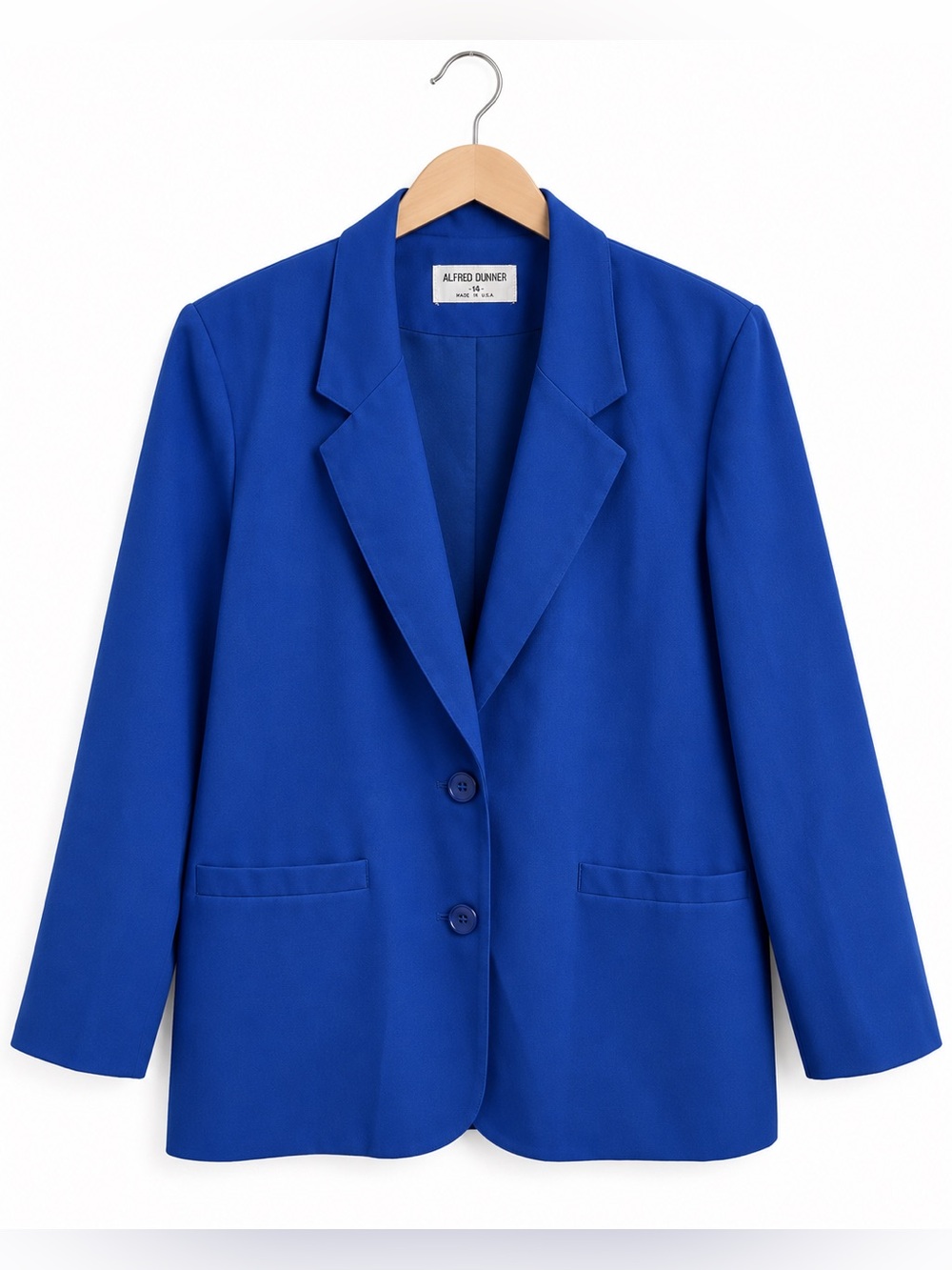 Vintage Alfred Dunner Cobalt Blue Blazer Women’s Size 14 Made in USA Career Jack